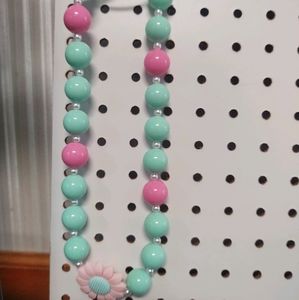 Little girls bubblegum Necklace handmade butterfly toggle